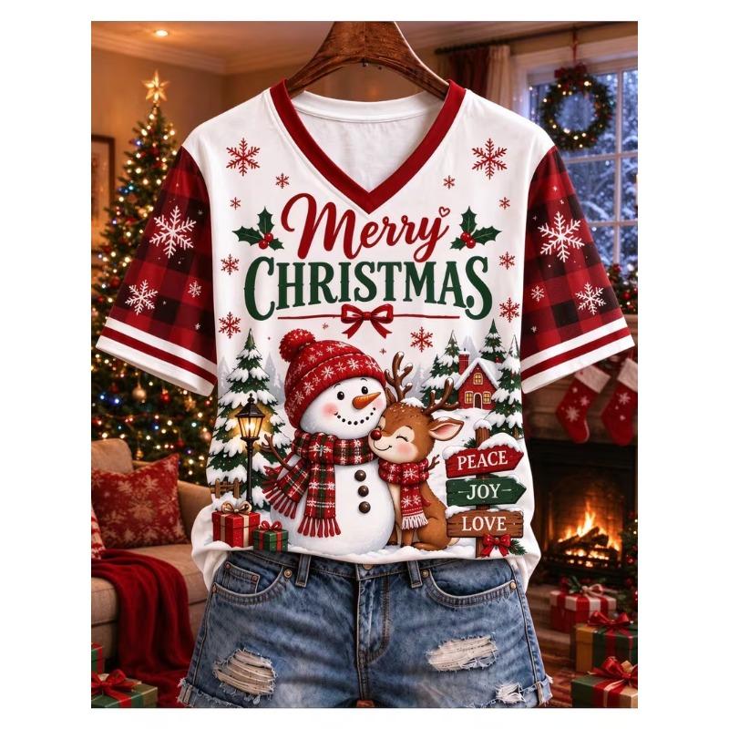 Women's v-neck short-sleeved T-shirt casual fashion