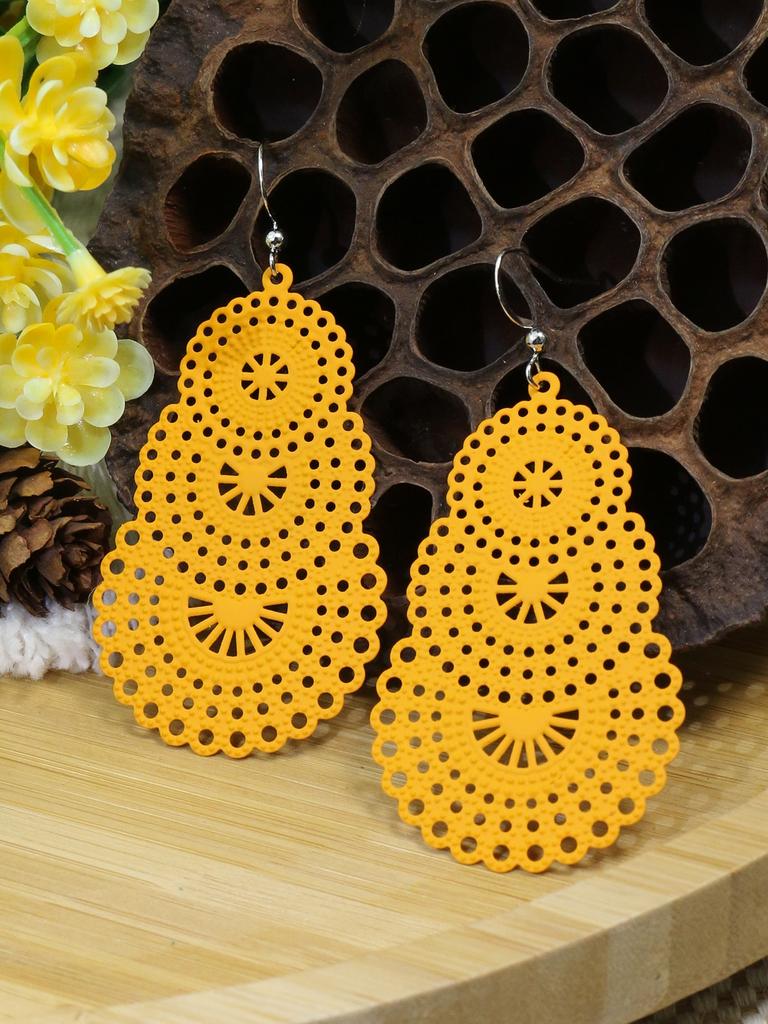 3 Paare Bunte Geometrische Hohle Hängeohrringe Für Damen Böhmischer Urlaub Zirkone Dating Geschenk