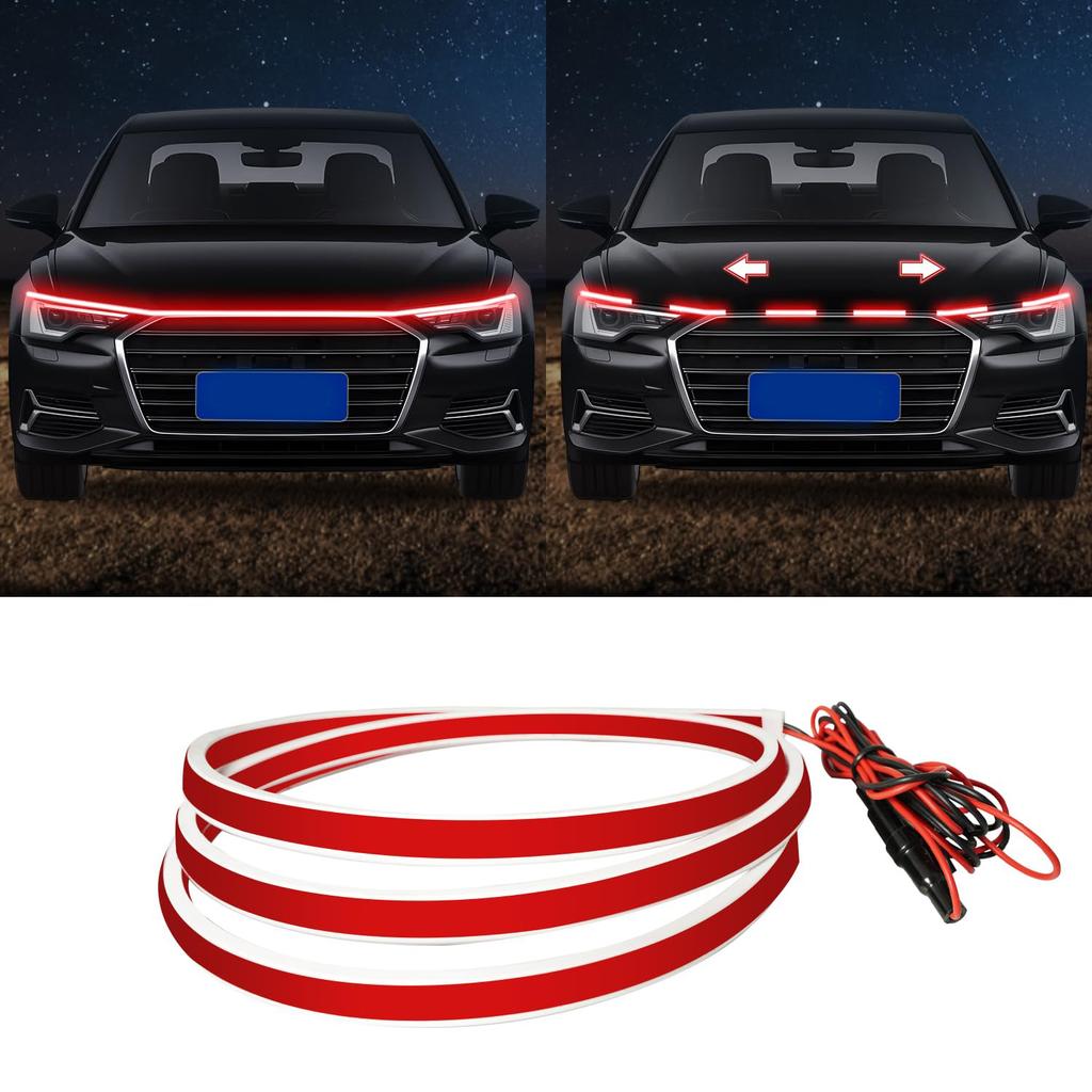 12V Scan Starting Car Hood Signal Light Car Daytime Running Light DRL Dynamic Auto Tuning Decorative Headlight Strip Universal
