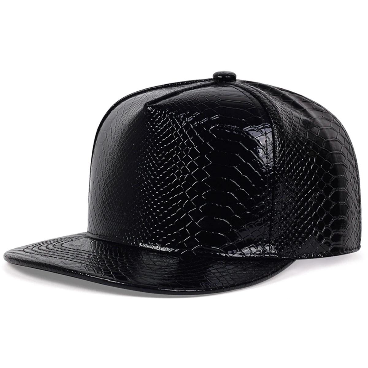 

Unisex Python Pattern Leather Hip-Hop Hats Spring Autumn Outdoor Adjustable Casual Baseball Caps Sunscreen Hat