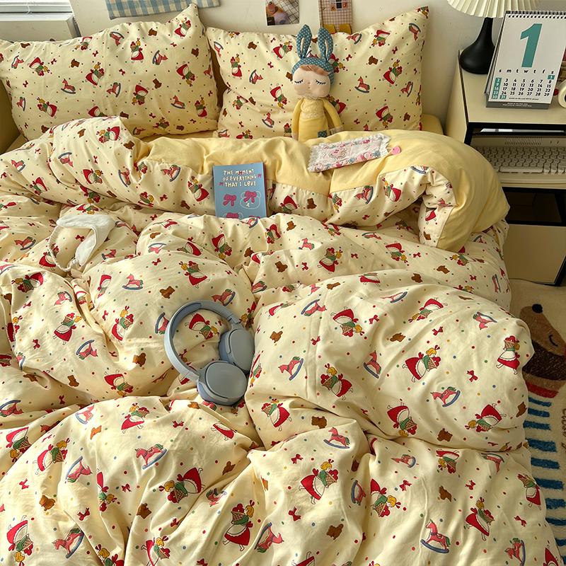 New Soft Skin-friendly Bedding Set Comfortable Breathable Duvet Cover Set with Sheet Single Double Quilt Cover and Pillowcases