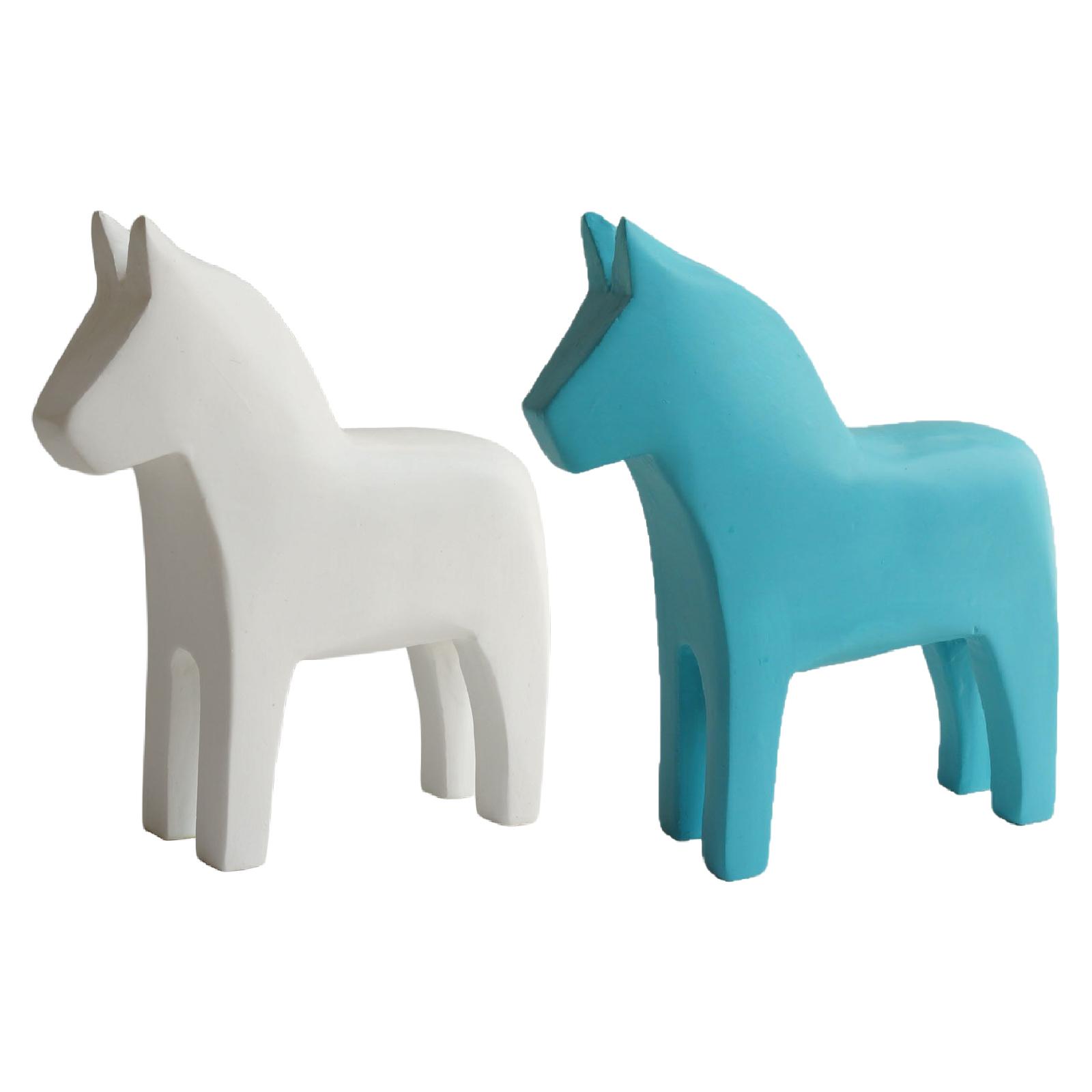 Swedish Dala Horse Sculpture Wooden Hand Carved Home Decor Collection Figurine for Entrance Desktop Cabinet Holiday Bookshelf bianco