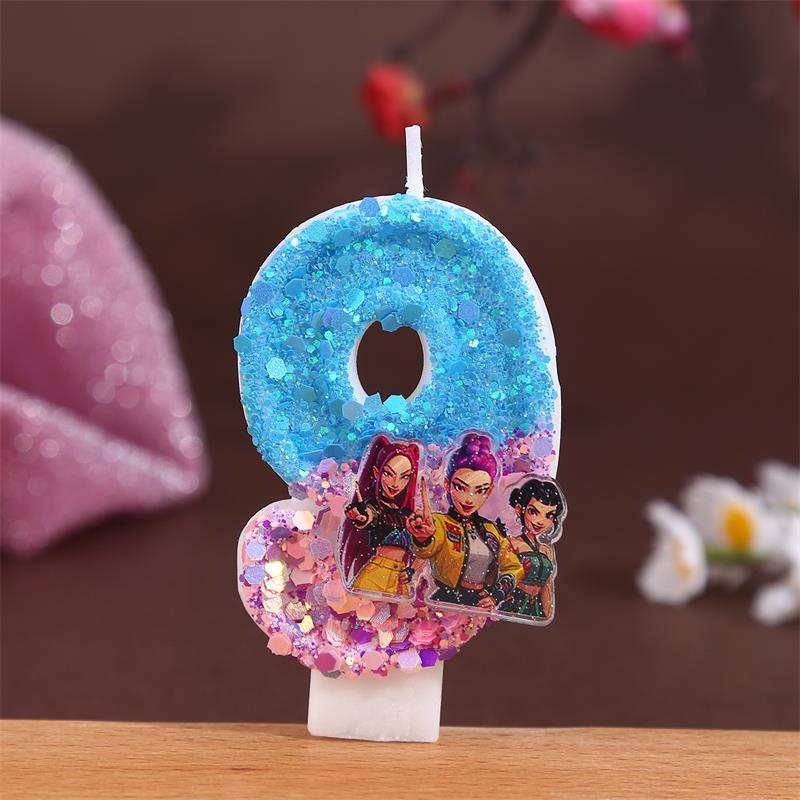Nová Kpop Anime Démoni Lovci Téma 3D Digitální Svíčka Ozdoba na Narozeninový Dort Číslo 0-9 Svíčka Dětská Párty Doplněk Pomůcka Dárek