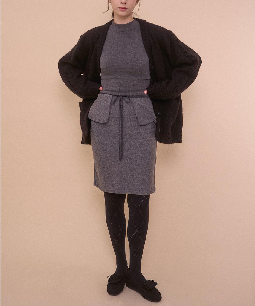 Beliar Boucle Wrap Skirt-Gray