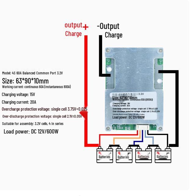 12V Lithium Battery Protection Board: 3-4 Series, High Current Equalization (100A, 200A, 300A), 3.2V Lithium Iron Compatibility.