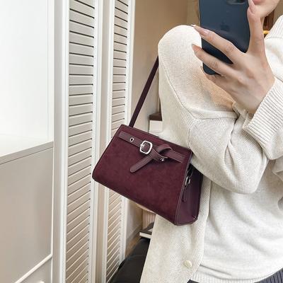 Nische Retro Matt Unterarmtasche Damen Neue Pendlertasche Nische Vielseitige Wildleder Umhängetasche