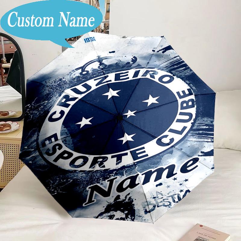 Custom Name Umbrella Cruzeiro FC Crest Umbrella 8-Frame for Travel, Camping, Casual Lightweight Portable, Essential for Family Gifts