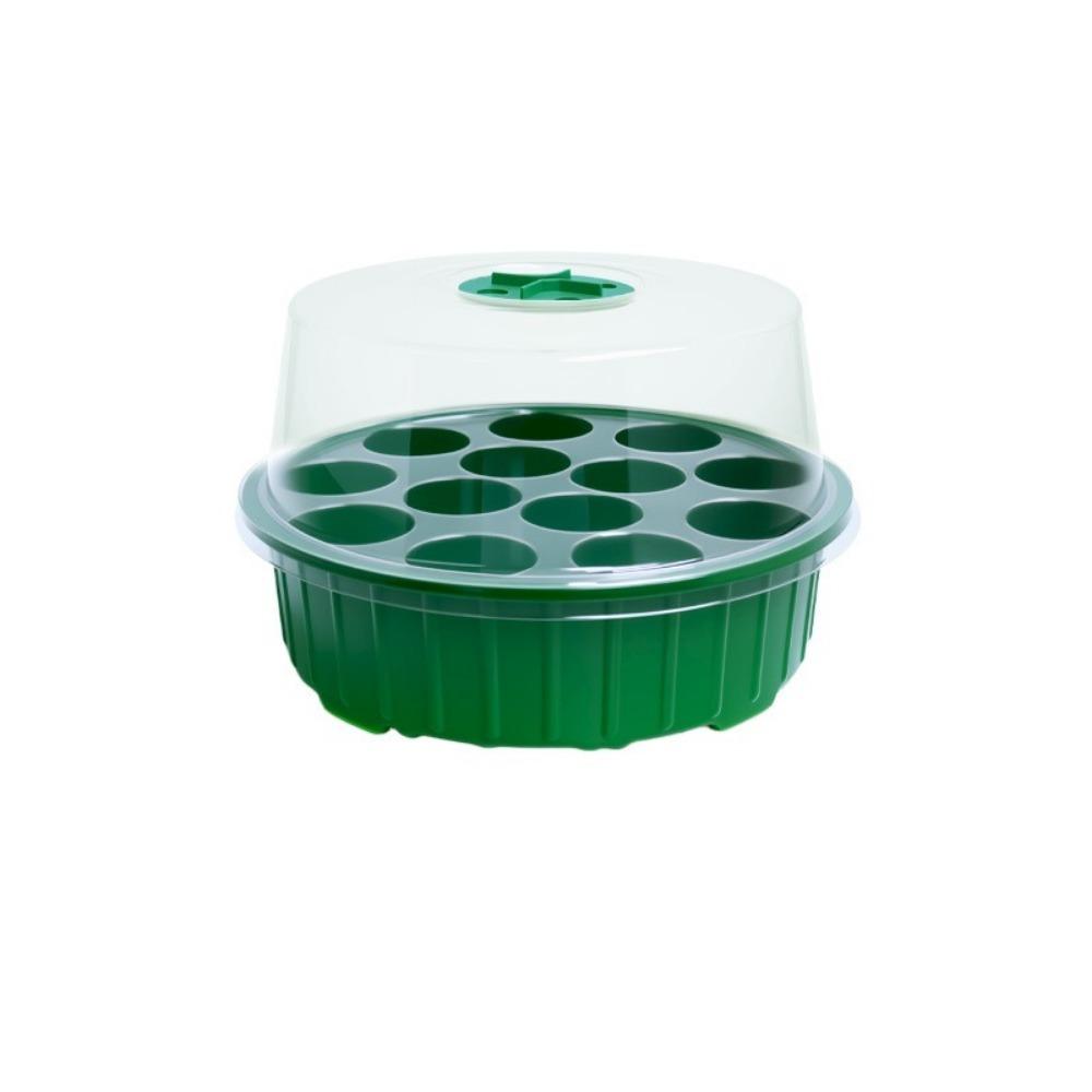 13 Hole Plant Seedling Tray Transparent Cover Insulated Hydroponic Seedling Tray Moisture Retention Plastic зелёный