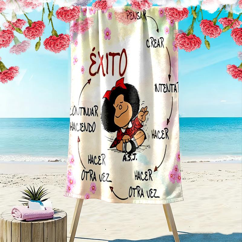 Mafalda Print Beach Towel, Large Soft Quick Dry Towel for Beach Camping Swimming