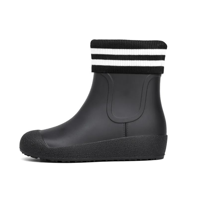 Slip-on Rain Shoes Men Rubber Boots Waterproof Platform Booties 2024 Fashion Outdoor Non-slip Rain Boots Man Working Galoshes