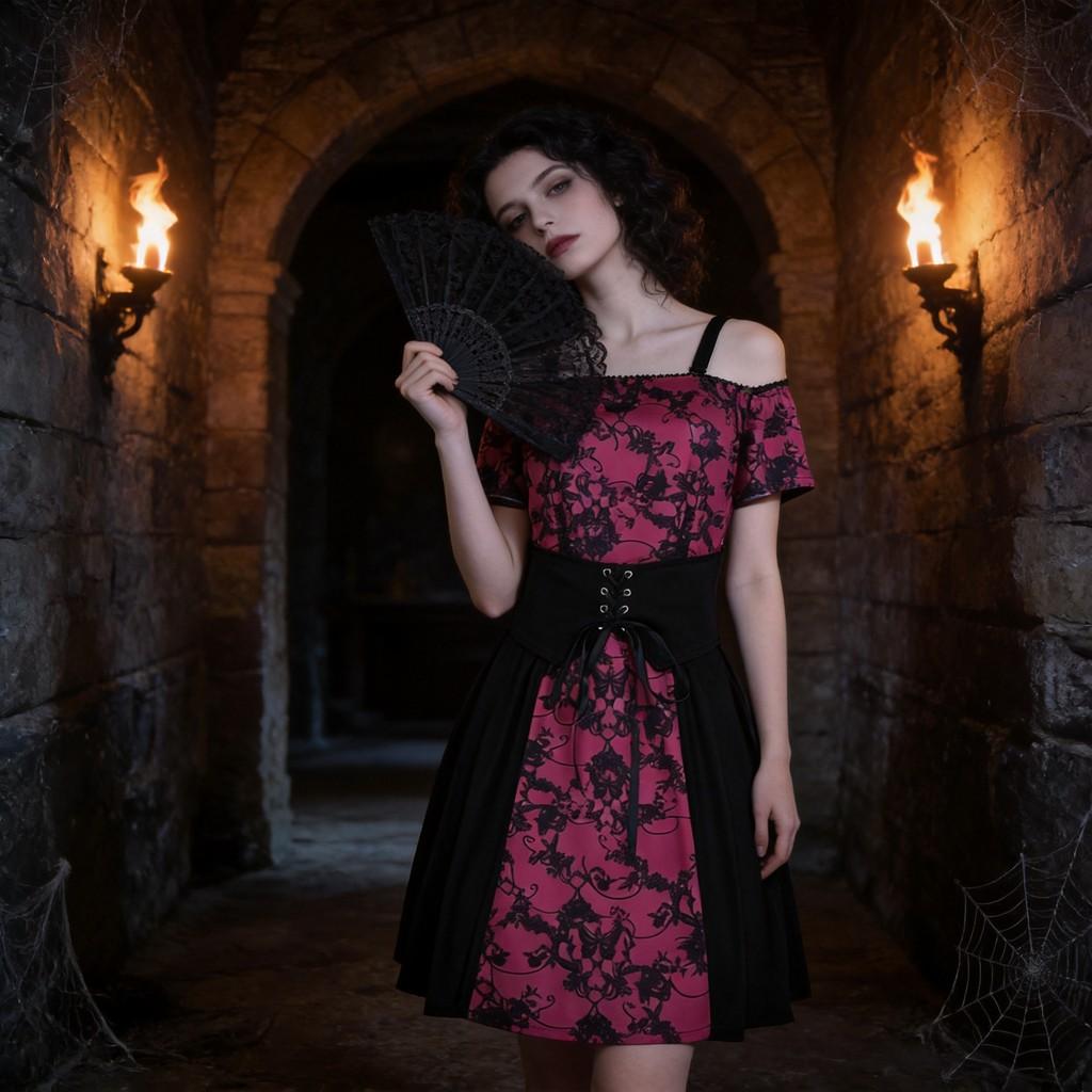 Gotischer Vampir-Kurzrock Halloween Cosplay Kostüm Für Damen
