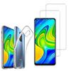 Case and Protective Films - Xiaomi - Redmi Note 9 - UltraSlim - Transparent - 2x Tempered Glass