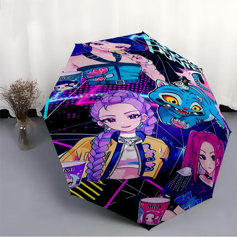 1PC KPop Hunters Automatic Open/Close, 8-Rib Durable Frame Compact Travel Umbrella for Men & Women S1222023