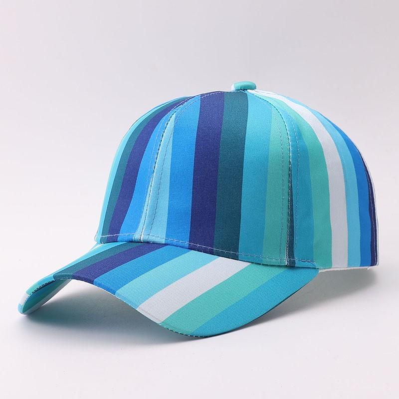 Color Block Baseball Cap Gradient Rainbow Striped Sun Hat Adjustable Unisex