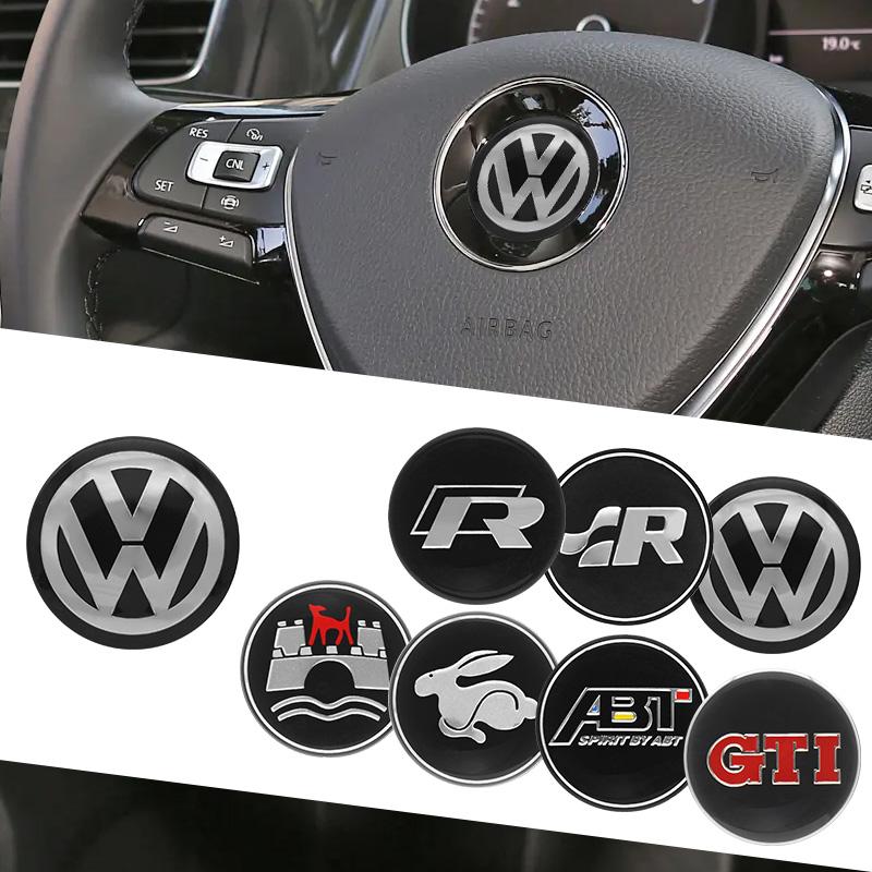 2026 Hot 45mm 50mm ABS Car Steering Wheel Center Emblem Stickers For VW Polo GOLF Sagitar Jetta Bora Lavida Tiguan Passat Car Accessories