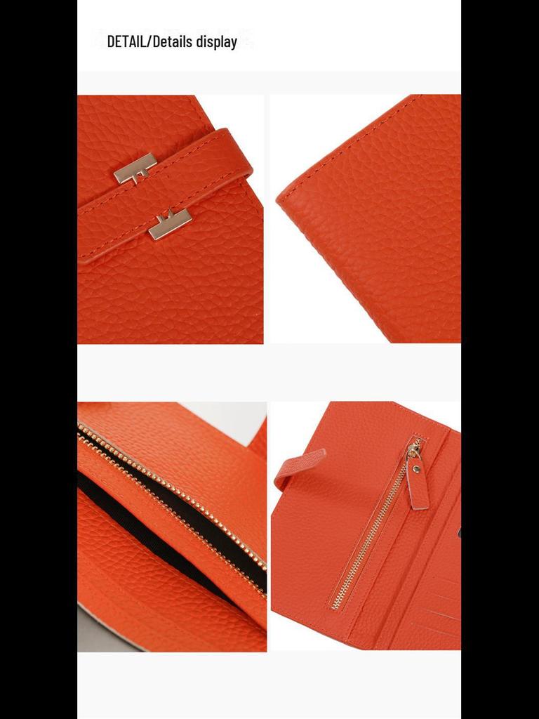 Ladies' Fashion Cowhide Wallet: Zipper Coin Purse and Clutch Bag – 2023 Japan, Europe, and America Collection.