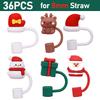 6-60pcs Christmas Silicone Straw Tips Drinking Dust Cap Splash Proof Plugs Cover Cup Accessories 8-10mm Straw Sealing Tools