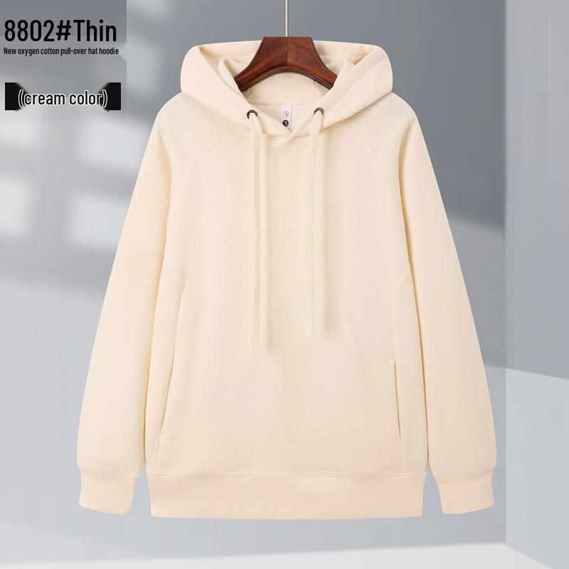 

Unisex Thin Hooded Sweatshirt: Spring/Autumn Long Sleeve Pullover with Logo – Couple Outfit Class Uniform in Solid Color XL