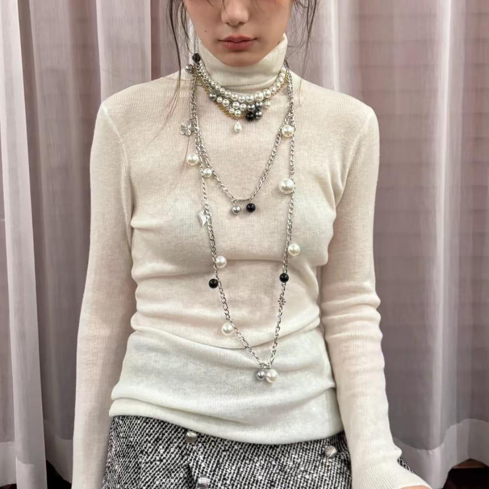 Flowers Pendant Pearl Multilayer Necklace Choker Sweater Chain Fashion Clavicle Chain Women  Gifts