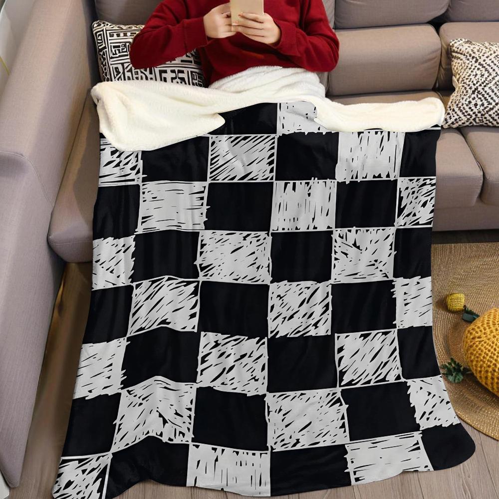 Karomuster Flanell Decke Warm Weich Halloween Weihnachten Sofa Warm Gemütlich Dekoratives Dekor Geschenk für Alle Jahreszeiten