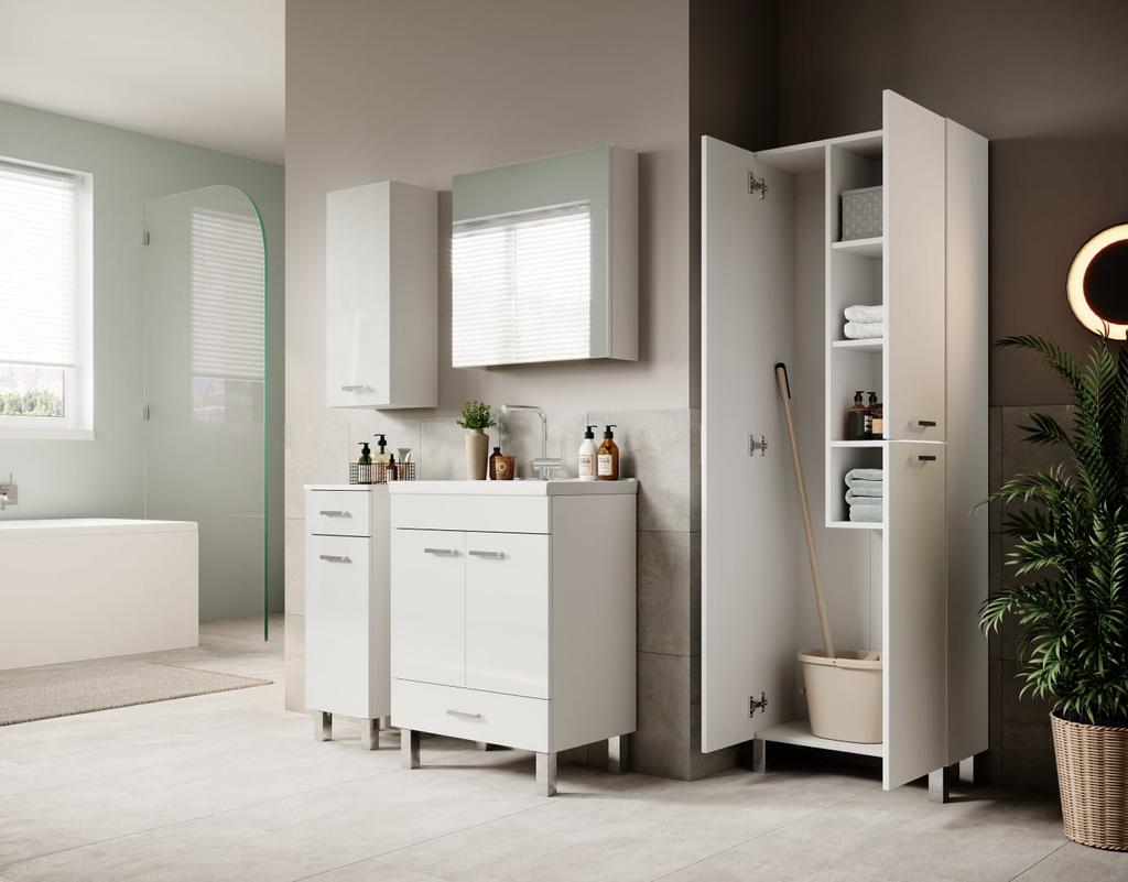High-Gloss Narrow Free-Standing Bathroom Cabinet Mea