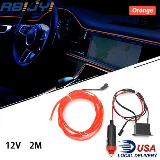 Car Interior Atmosphere Wire Auto Strip Orange Light LED Decor Lamp Accessories