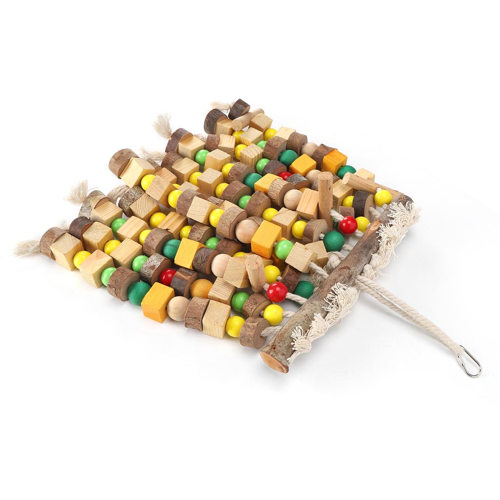 Hanging Chewing Toy Multicolored Natural Wooden Bird Tearing Blocks for Large ParrotL