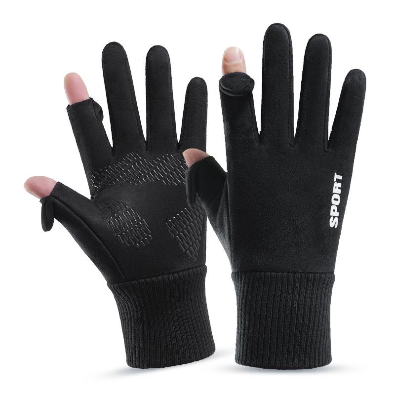 

Осенне-зимние перчатки для езды, вождения, флисовые, теплые, нескользящие, с сенсорным экраном one size fits all чёрный