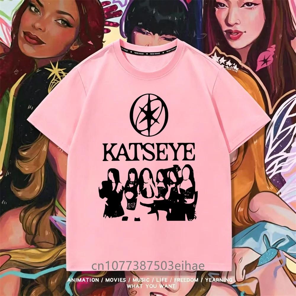 KATSEYE Girls Inspired Graphic TShirt Cute Korean Pop Group Print with KATSEYE Lettering Member Photos Breathable Summer Top