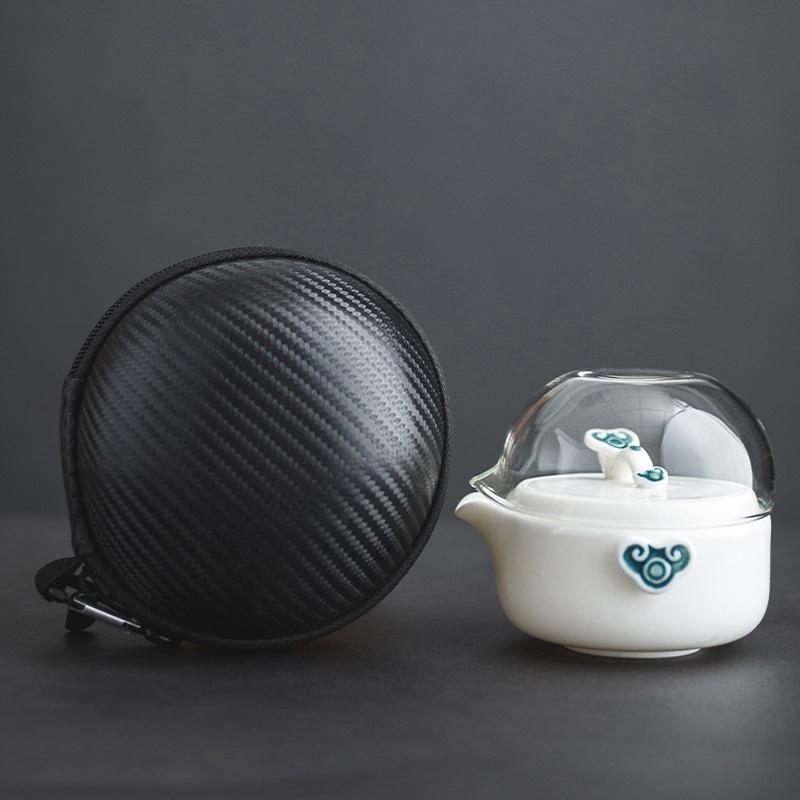 Ceramic Quick Tea Cup One Pot Three Cups White Porcelain Portable Tea Brewing Pot