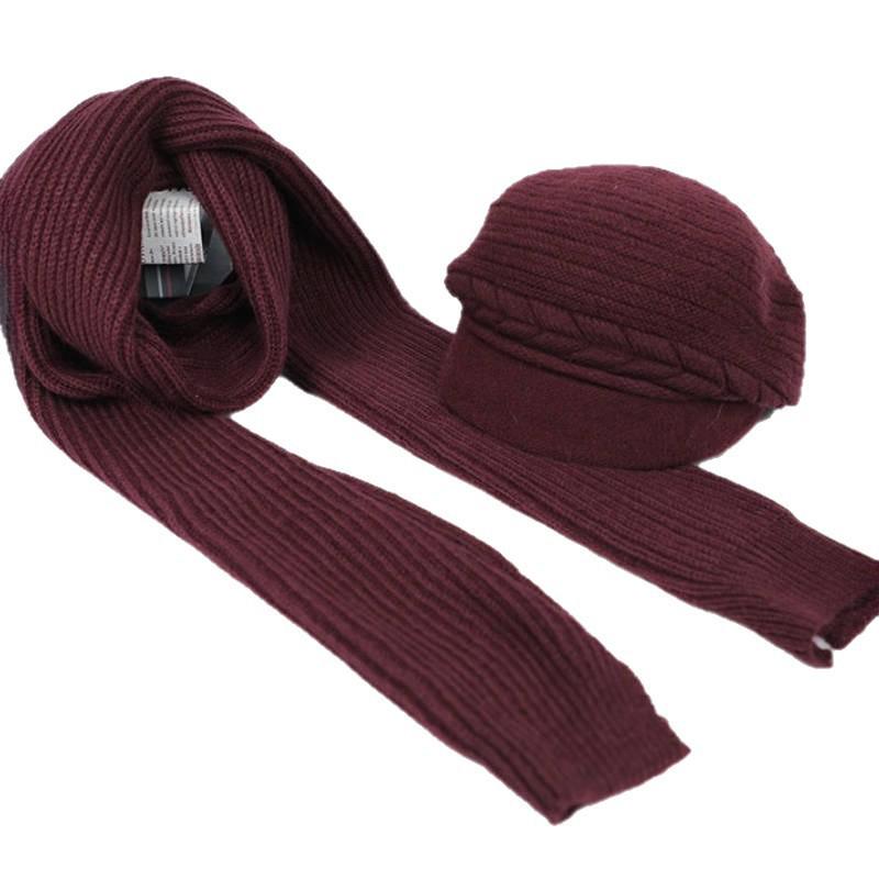 Women's Winter Hat & Scarf Set: Thick Knit with Ear Protection for Middle-Aged and Elderly