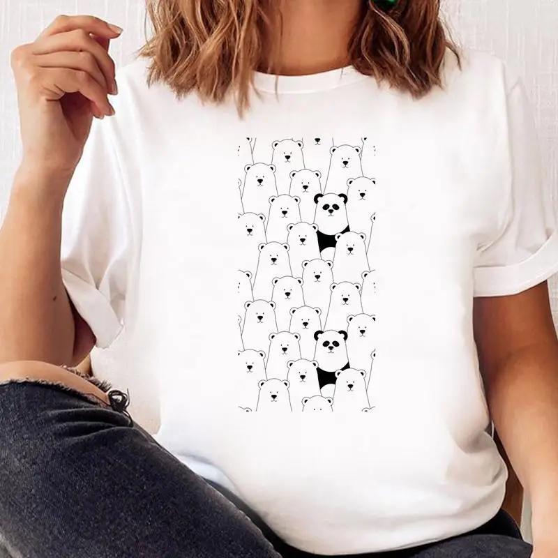 Women Print T Shirt Panda New Love Trend Graphic Tshirt Tee FeUnisex Cartoon Fall Autumn Top Ladies Fashion Clothing