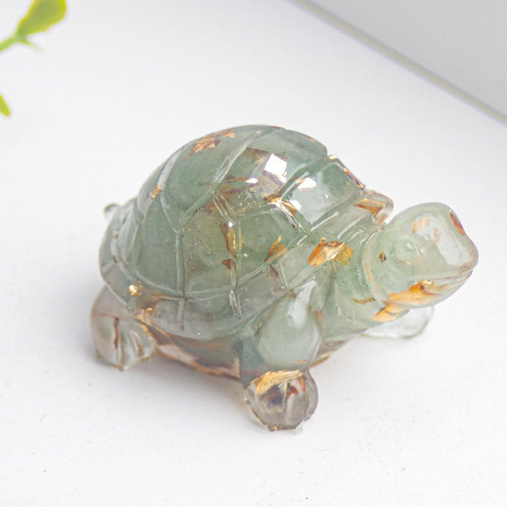 Stones Sculpture Animals Crystal Epoxy Turtle Statue Natural Crystal Epoxy Pocket Tortoise Figurine Tortoise Car