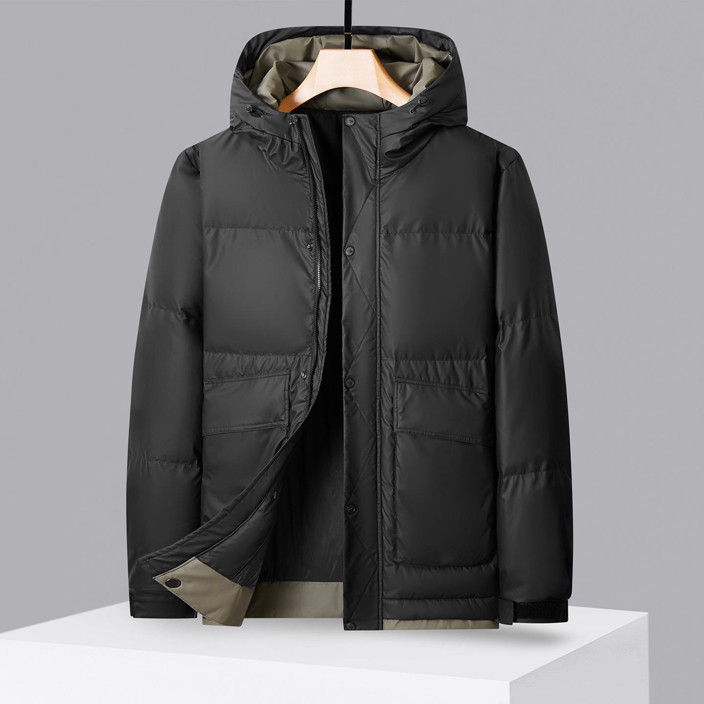 

New Men s Hooded Winter Down Jacket - Thick, Warm, Loose, Casual Plus Size Duck Down Coat 2025 8XL чорний