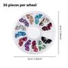 36Pcs 3D Nail Rhinestones, Flat Back Square Heart Drop Shape Wheel, Nail Glitter Gems Decorations for DIY Manicure Cell Phone Decor