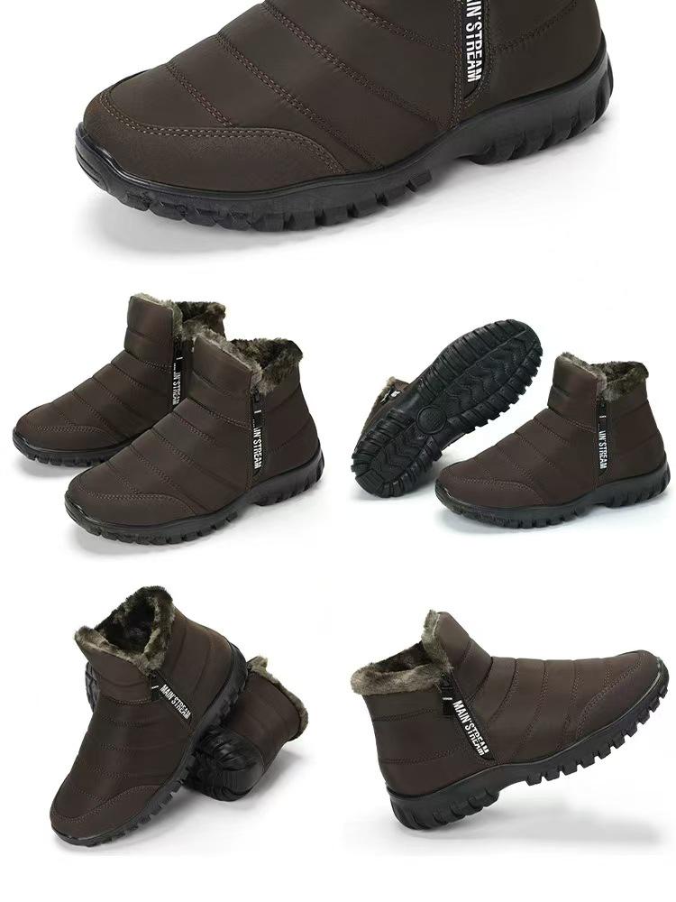 Men's Winter High-Top Snow Boots: PU Outsole, Thick Warm Cotton, Double Zipper, Waterproof, for Middle-Aged and Elderly