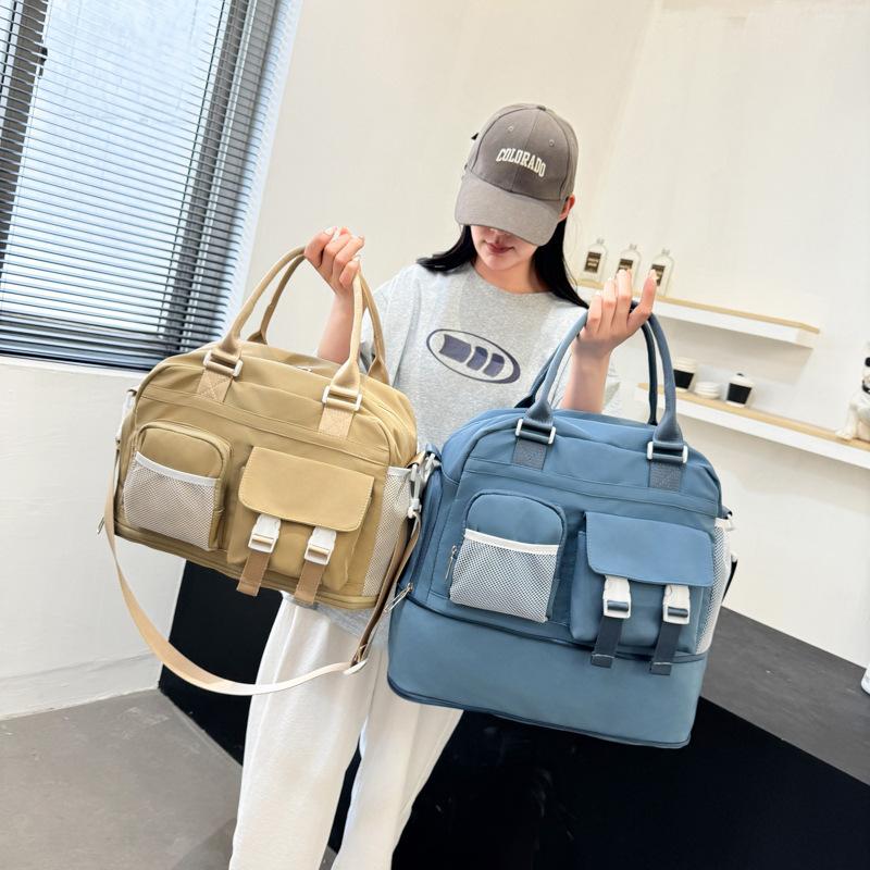 Expandable going out multi-pocket portable women's travel bag dry and wet separation fitness yoga bag can be set with tie rod belt shoe compartment