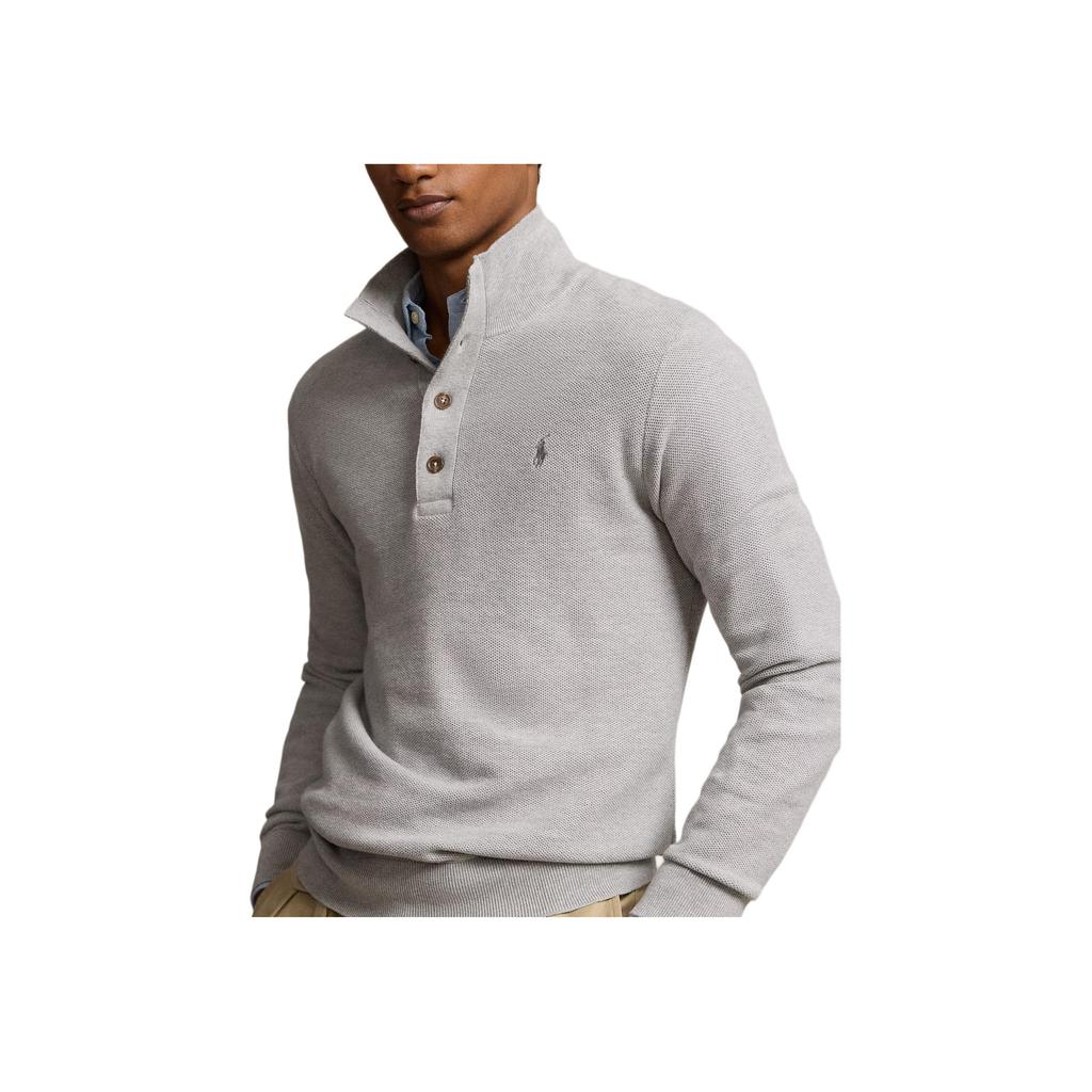 Polo Ralph Lauren Logo Embroidered Solid Color Mock Neck Pullover Sweater Men sweater Gray 710918165-007