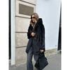 Women Mid Length Hooded Belted Faux Mink Fur Winter Overcoat