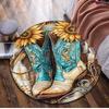 Cowgirl Boots Hat Circular Rug Office Decorative Carpet For Living Room Bedroom Door Mat Floor Carpet Computer Chair Area Rug