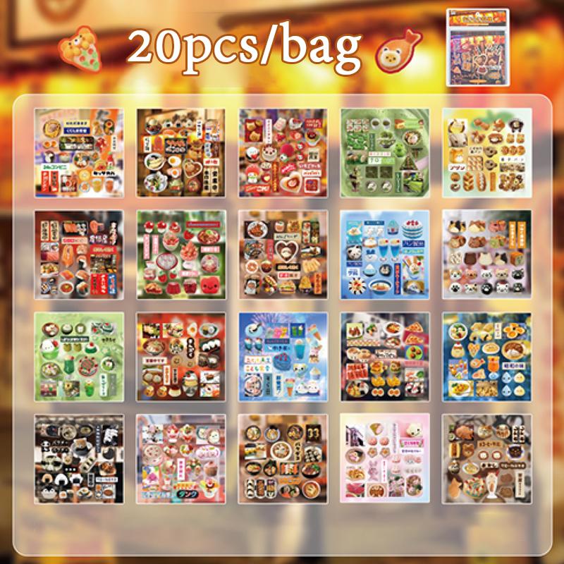 20 Sheets/PET Kawaii Japanese Ancient Wind Cut Film Sticker Book Handbook Material Mobile Phone Decorative Sticker Book