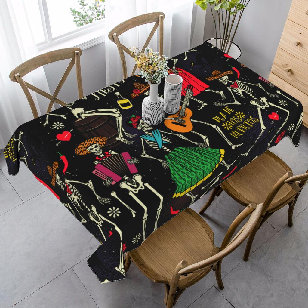 Day of The Dead Rectangle Table Cloth for Table Decor Kitchen Dining Waterproof Reusable Tablecloth for Tables Wedding Party