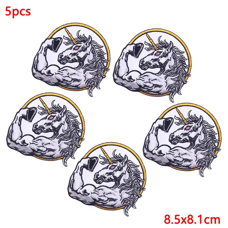 5Pcs/Lot Punk Animal Patch Iron On Embroidery Patches For Clothing Thermoadhesive Patches On Clothes Hip Hop Patch For Clothes
