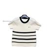 Miu Style 2026 Spring Round Neck Embroidered Stripe Knit Top - Short Sleeve, Youthful & Versatile.