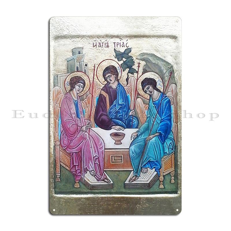 Heilige Drie-eenheid Schilderij Rublev Drie-eenheid Metalen Bord Designer Ontwerpen Decoratie Club Poster Tinnen Bord Poster