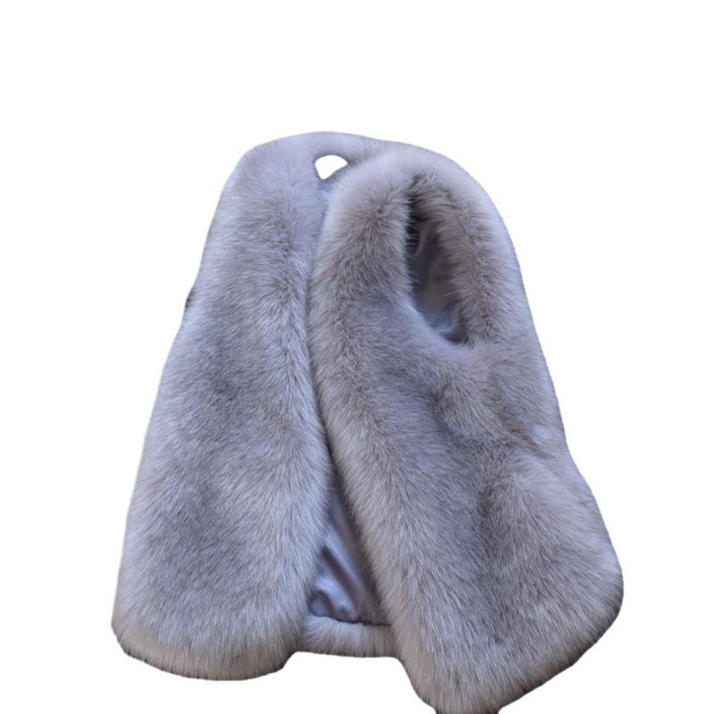 Imitation fur vest women's short autumn and winter new imitation fox fur vest thickened vest plush jacket