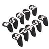 10pcs Set PU Waterproof Golf Club Iron Cover Fine Sewing Process Golf Club Head Protect Case(White Character Black
