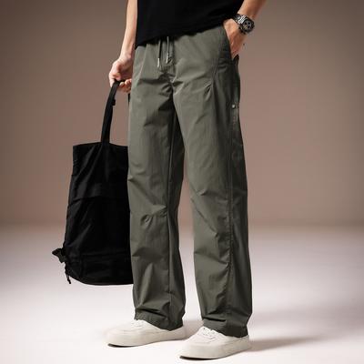 High-end Japanese Retro Men's Casual Pants Spring New Solid Color Simple Loose Straight Wide-leg Outdoor Trousers Men