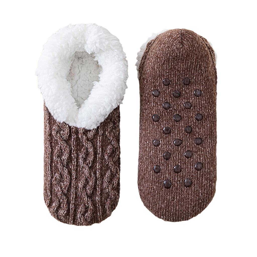 Warme gefütterte Slipper-Socken für Damen mit Noppen für den Schlaf und als Hauskleidung für drinnen
