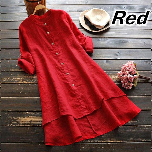 

Женский кардиган больших размеров с открытым передом и круглым вырезом, повседневная свободная футболка с длинными рукавами и пуговицами, простая легкая длинная рубашка, женская блузка S красный